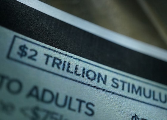 News article headline that says "$2 Trillion Stimulus" before headline cuts off